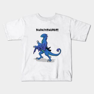 Karatesaurus! blue for bright backgrounds Kids T-Shirt